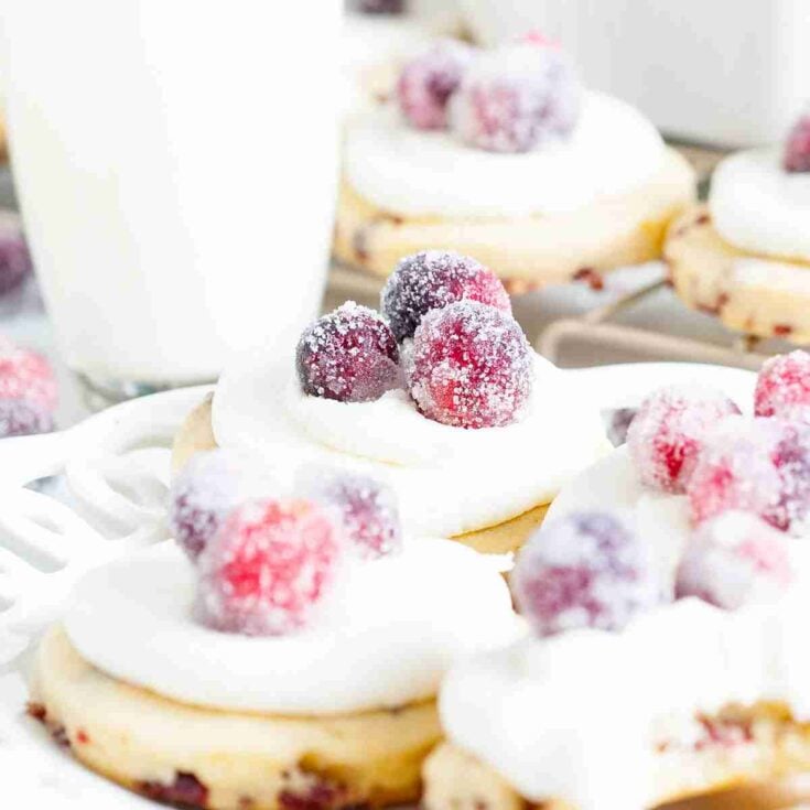 Sparkling frosted cranberry cookies.