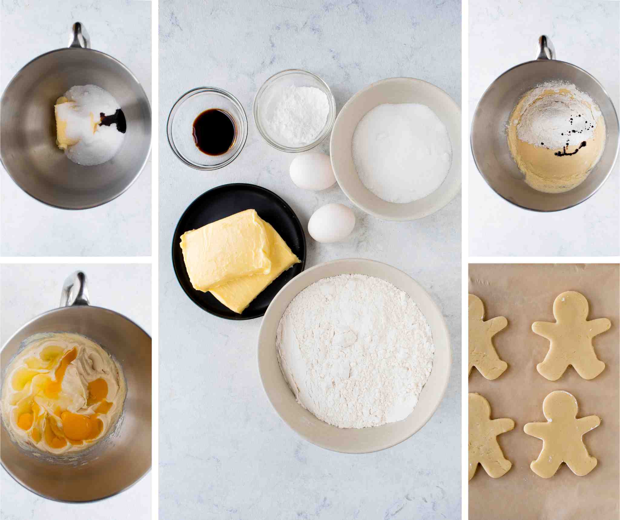 Ingredients to make sugar cookies.