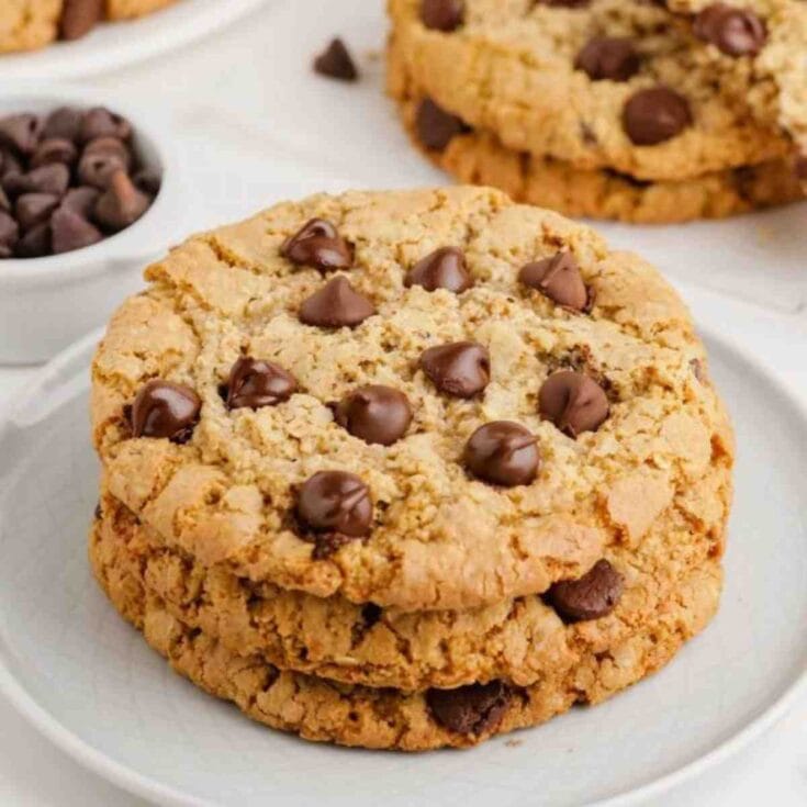 a short stack of almond flour oatmeal cookies.