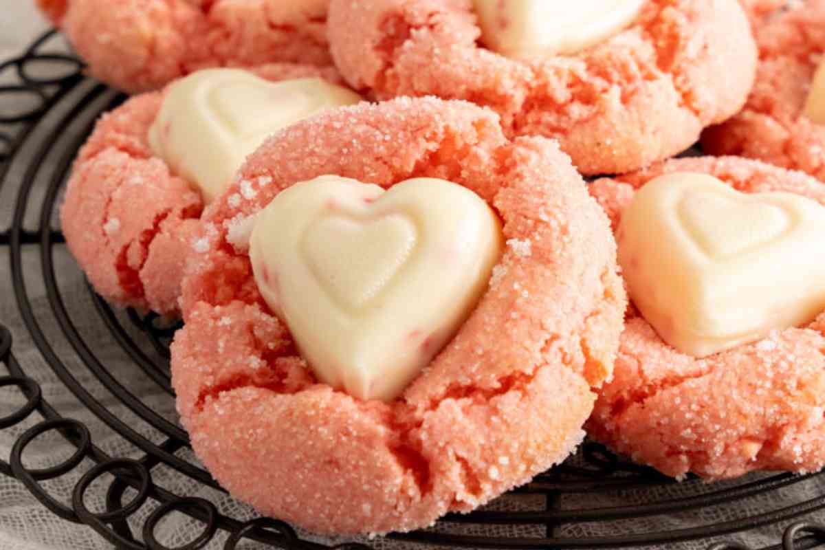 Strawberry Cake Mix Cookies with Chocolate Hearts msn image.