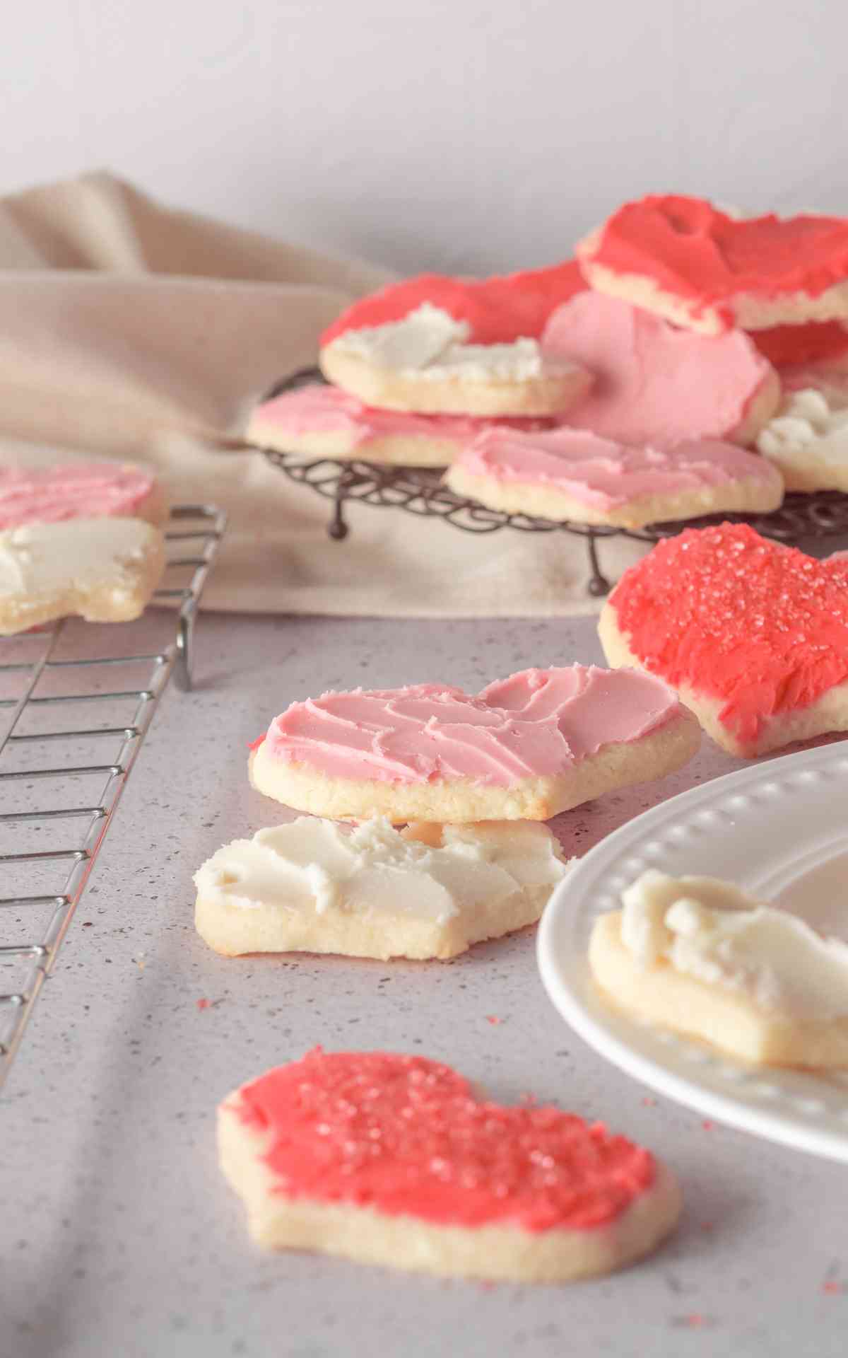 Sugar Cookies with Buttercream Icing for Valentine's Day.