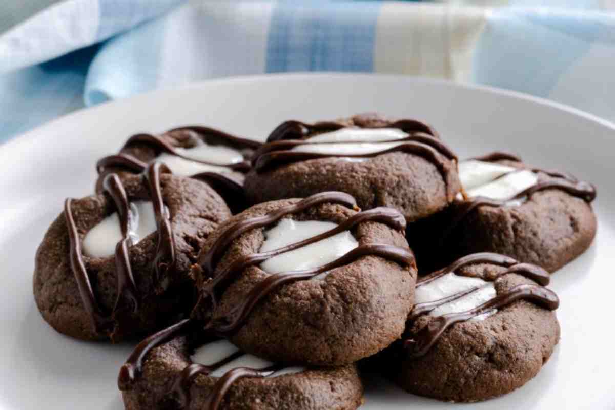 Marshmallow filled chocolate thumbprint cookies msn image.