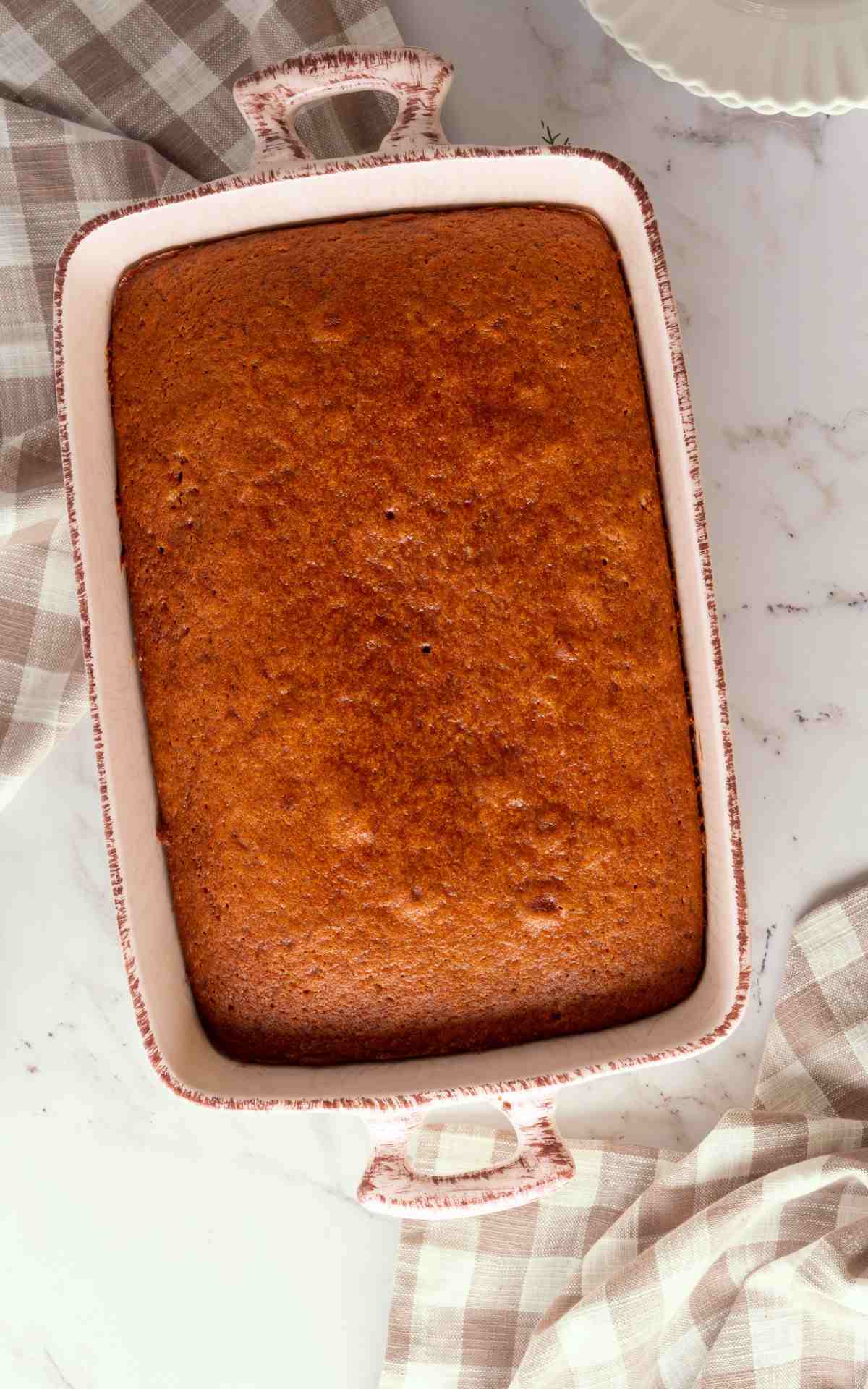 Unfrosted tomato cake fresh out of the oven.