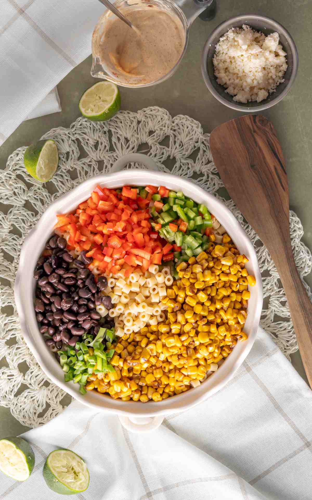 Ingredients for Mexican Street Corn Pasta Salad.